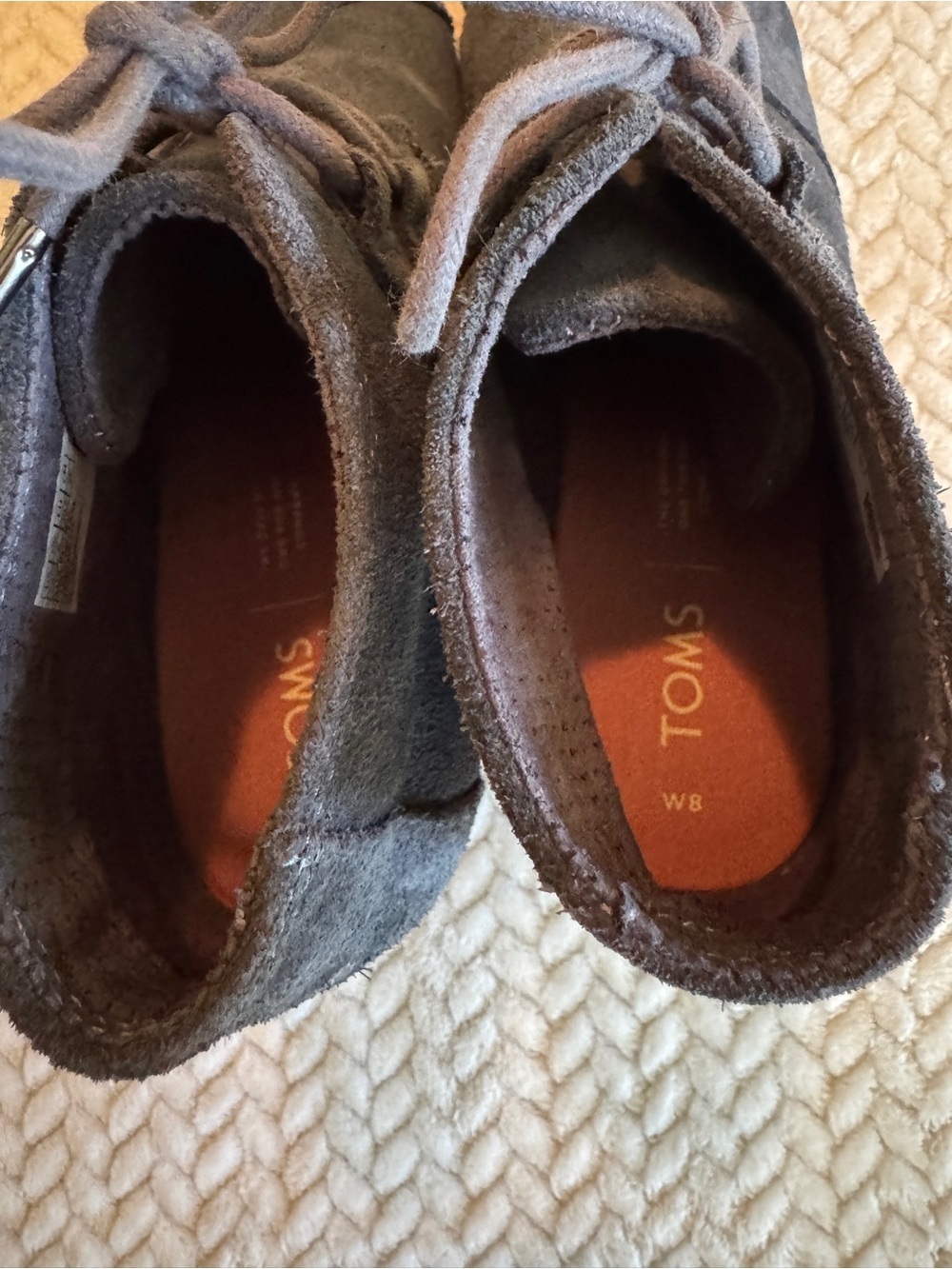 TOMS Desert‎ Wedge Grey Suede Lace Up Ankle Booties Womens 8 - Picture 6 of 10